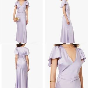 REFORMATION Vida ruffle-sleeve Satin Maxi Dress Lavender Women's Size 6